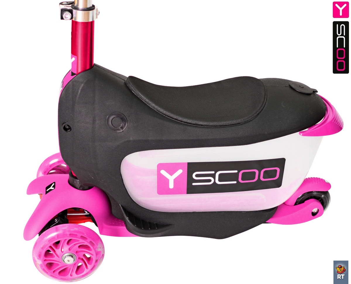 Каталка-самокат 3 в 1 Y-Scoo Mini Jump&Go, розовый, со светящимися колесами  